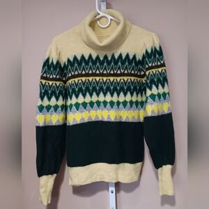 LOFT Women's (Size S) Emerald Chevron Stitched Turtleneck Sweater